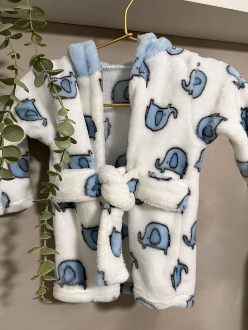 Baby Elephant Plush Robe 0-6m